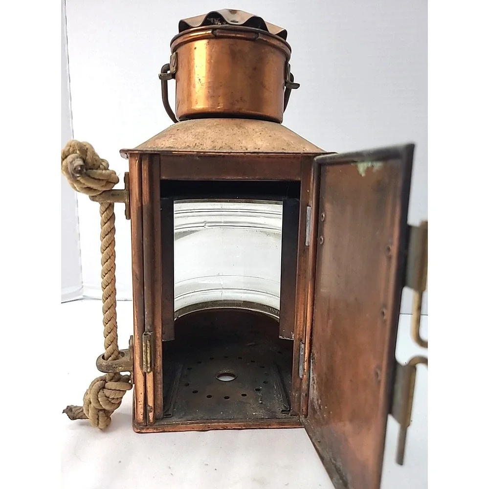 Vintage TOPLICHT‎ Copper & Brass Masthead Ship Lantern | Nautical Fresnel Lens